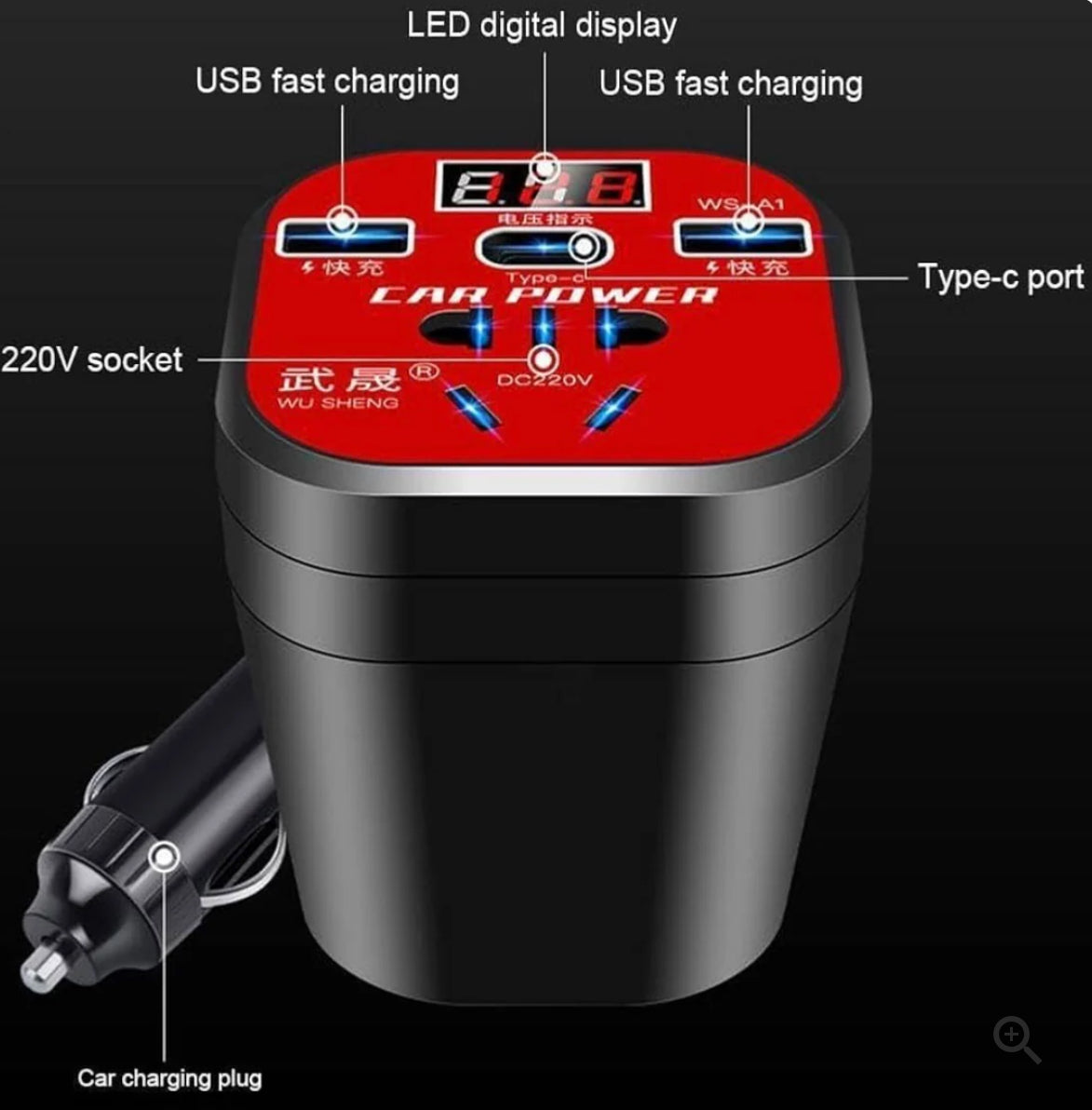 Eccentrix™️ Universal Car Mounted Power Inverter With Display (Turns Car Battery To 220V
Safely)
