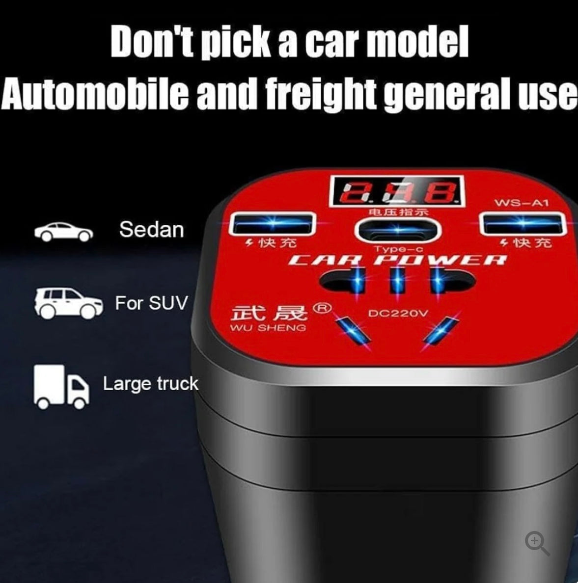 Eccentrix™️ Universal Car Mounted Power Inverter With Display (Turns Car Battery To 220V
Safely)