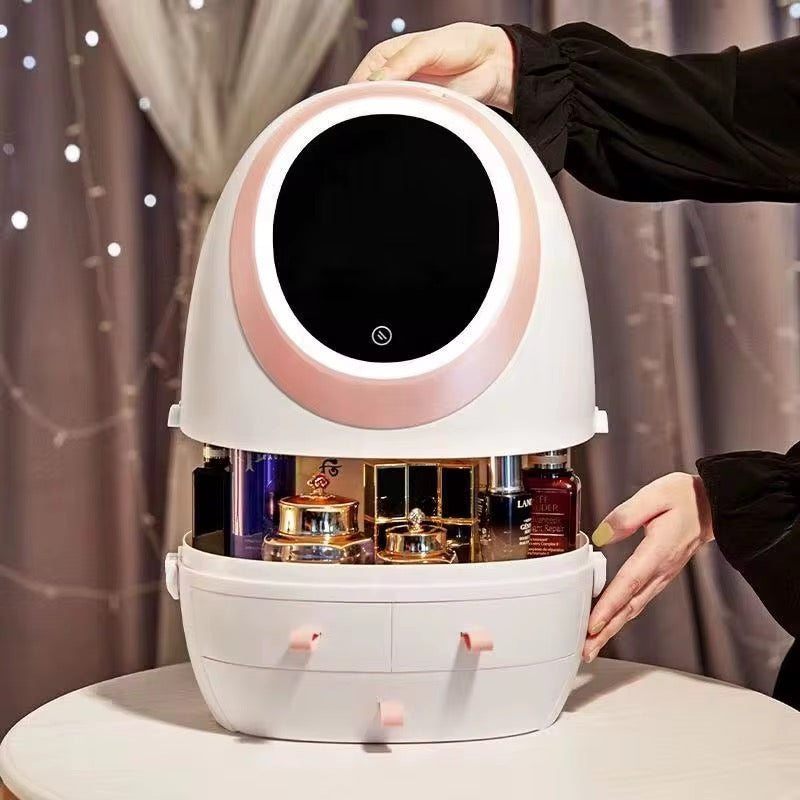 Eccentrix™️ 360 Degree MakeUp Organizer With Mirror LED Light