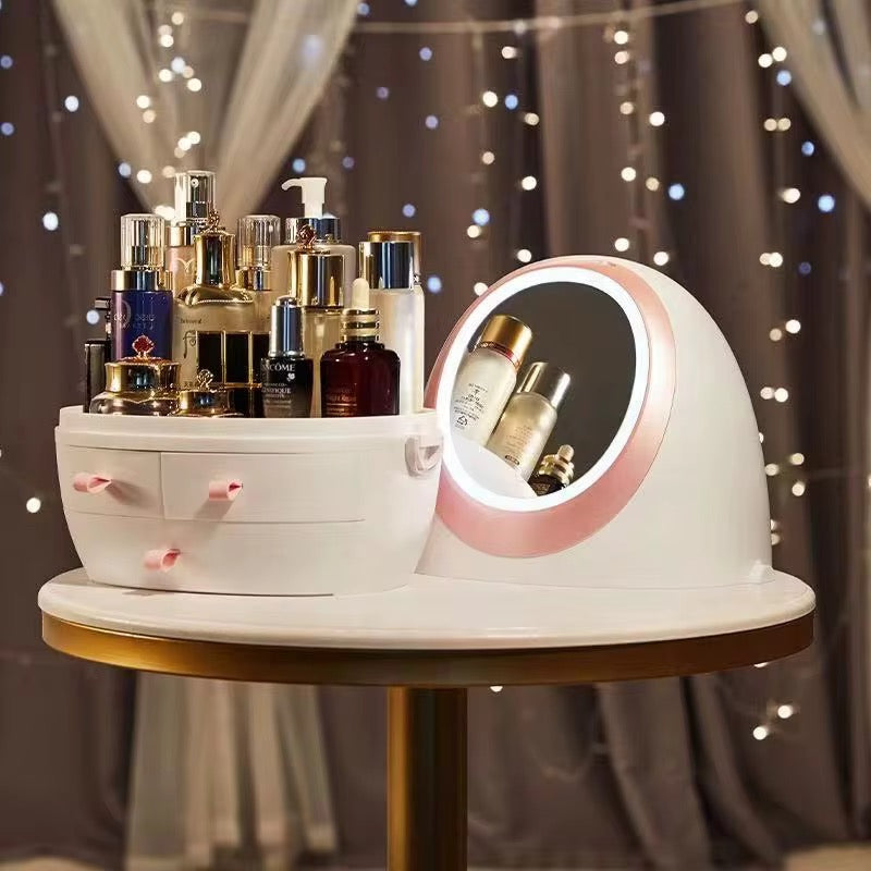 Eccentrix™️ 360 Degree MakeUp Organizer With Mirror LED Light