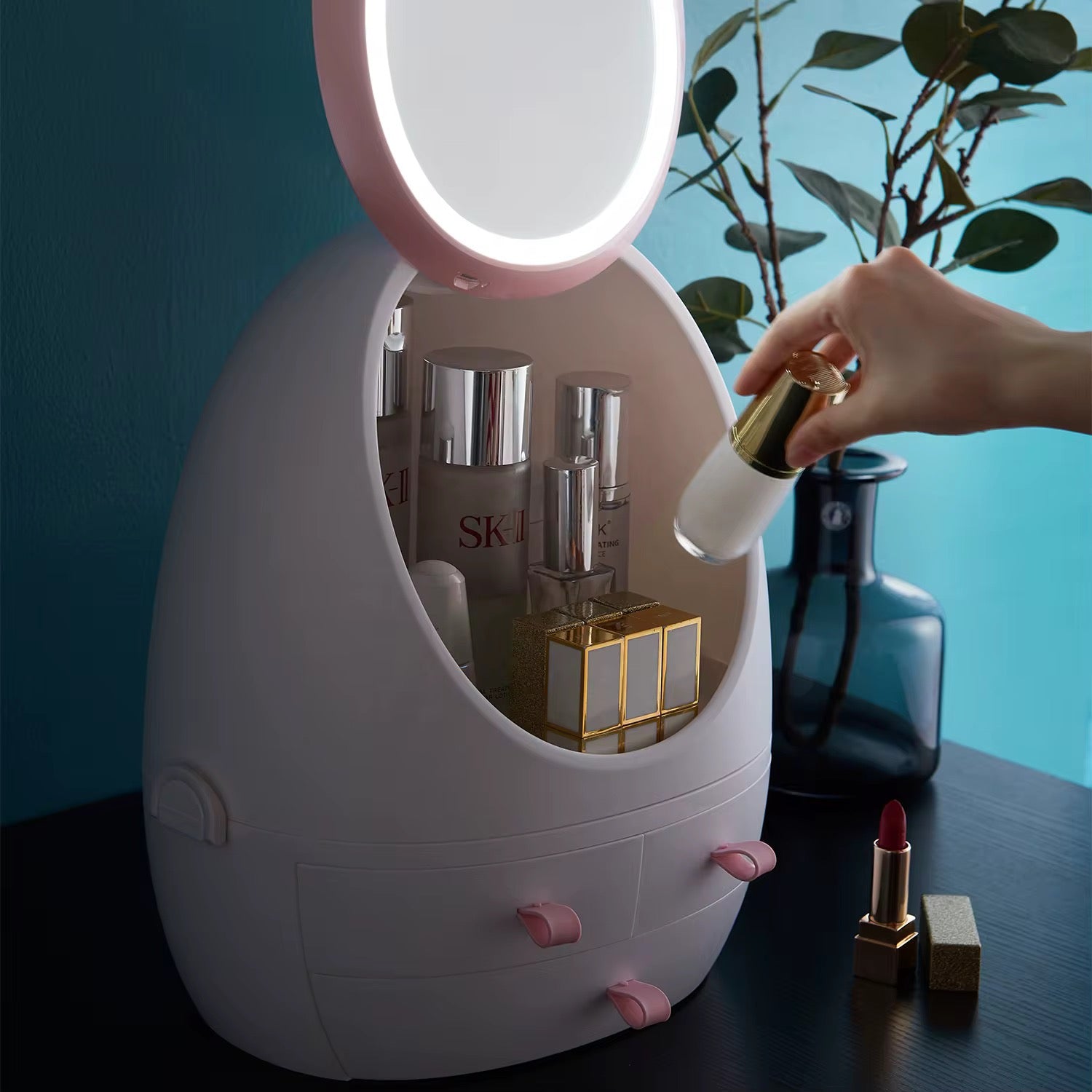 Eccentrix™️ 360 Degree MakeUp Organizer With Mirror LED Light