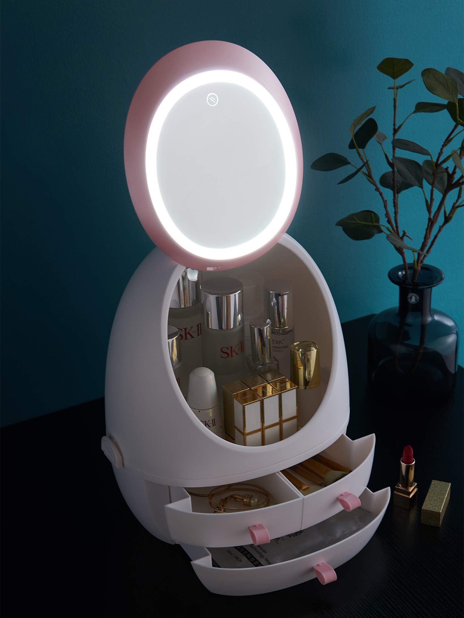 Eccentrix™️ 360 Degree MakeUp Organizer With Mirror LED Light